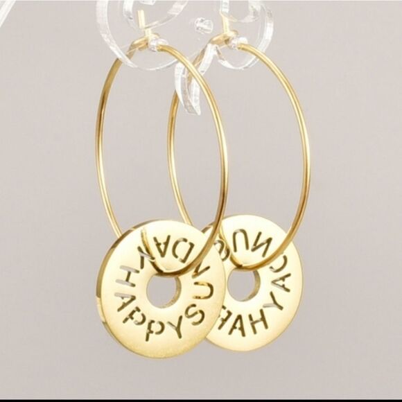 SUNDAY FUNDAY "HAPPY SUNDAY " HOOP EARRINGS - Picture 6 of 7